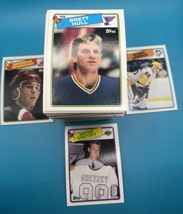 1988-89 TOPPS HOCKEY, COMPLETE 198 CARD SET, BRETT HULL RC B - Picture 1 of 4