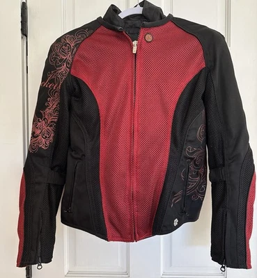 JOE ROCKET womens M Mesh Motorcycle Jacket WITH PADS Armor RED FLORAL + Liner - Image 1 of 4