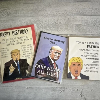 Набор из 3 поздравительных открыток с днем рождения отца Дональда Трампа, MAGA, США, Америка  - Изображение 1 из 4
