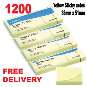 1200 Removable Sticky Notes Post It Notes 38mm x 51mm 1.5" x 2" (12 packs of100) - Picture 1 of 3