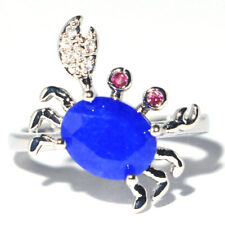 Buy 2 get 1 free 2.5g 925 SOLID STERLING SILVER Ring Blue Sapphire CZ Crab