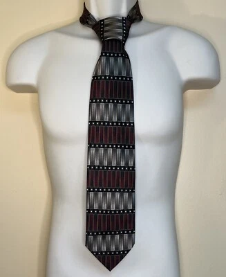 Corbata Alexander Julian Colores Para Hombre 100% Seda Multicolor Dorado Rojo Rayas Geométricas Foto 1 de 4