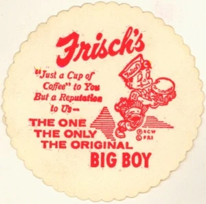 Set 3 sottobicchieri Big Boy vintage Frisch's Coffee Shop originali NOS anni 60 - Foto 1 di 1