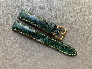 Green Genuine Ostrich Skin leather Watch Strap Band 16 17 18 19 20 21 22 23 26mm - Picture 1 of 13