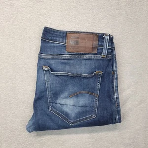 G-Star 3301 Deconstructed Denim Jeans Men 36x33 Slim Skinny Fly Button Blue - Picture 1 of 11