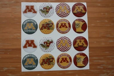MINNESOTA GOLDEN GOPHERS 16-PIECE SET 1" ROUND STICKERS WITH CLEAR DOME COVER - Image 1 of 3