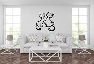 Two Cute Cats Decor Home Wall Decal Sticker A78 - Picture 1 of 11