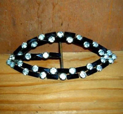 W291 / BOUCLE DE CEINTURE JAIS ET STRASS /  XIX° - Photo 1/2