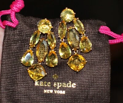KATE SPADE NEW YORK MARQUIS CRYSTAL CHAMPAGNE TOPAZ CHANDELIER DROP EARRINGS - Image 1 of 4