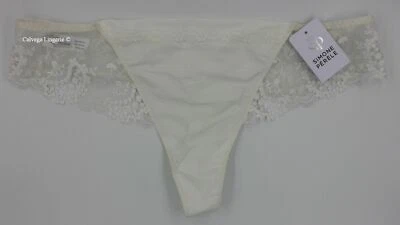 Новый с Ярлыками SIMONE PERELE 12B710 «Желание» Jacquard с кружевной танга трусики, слоновой кости - Изображение 1 из 4