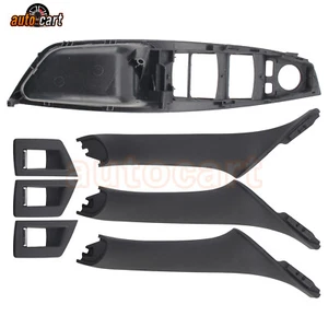 7PCS Black Interior Door Handle Panel Cover Trim For 2010-2016 BMW 5 F10 F11 F18 - Picture 1 of 11