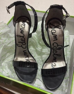 Sam Edelman Sandal Women's Size 7.5 Black Leather Heels - Picture 1 of 6