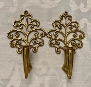 Vintage Virginia MetalCrafters # 16-7 Solid Brass FAMILY TREE Wall Sconces - Picture 1 of 6