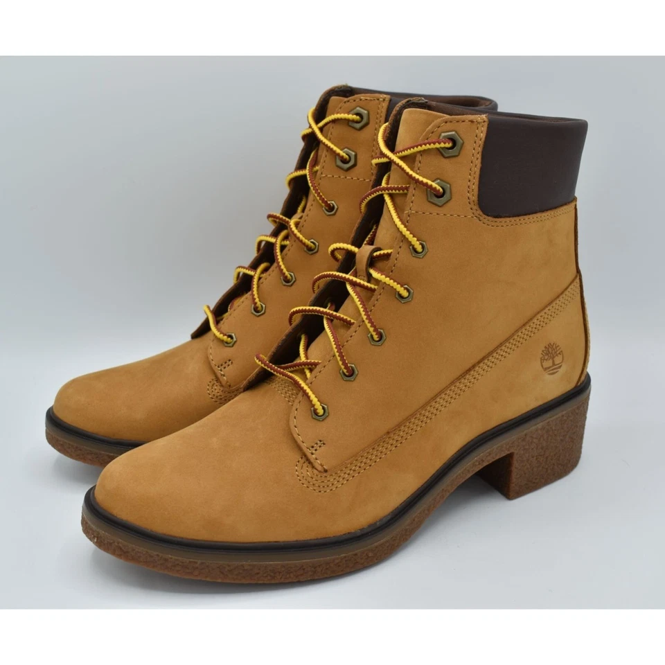 Timberland Women's Brinda 6 Inch Wheat Nubuck Lace Up Boots A1KLL 8.5