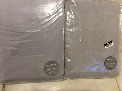 West Elm Two (2) Cotton Velvet Curtains 48x96 Frost Gray NEW - Image 1 of 2