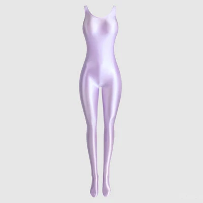Mujeres Alto Elástico Brillante Satén Body Gato Sin Mangas Bodystocking Mono Foto 1 de 4
