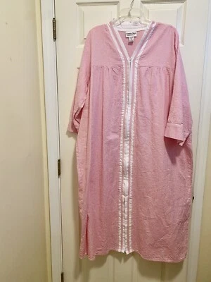 Vestido Seersucker 100 % algodón rosa y blanco Country Store talla 1X nuevo sin etiquetas Foto 1 de 4