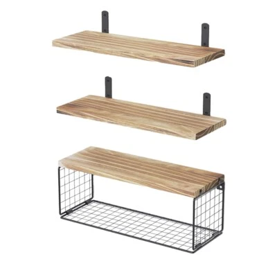 Bathroom Shelves over Toilet, Floating Bathroom Wall Shelves with Wire9977 - Image 1 of 4