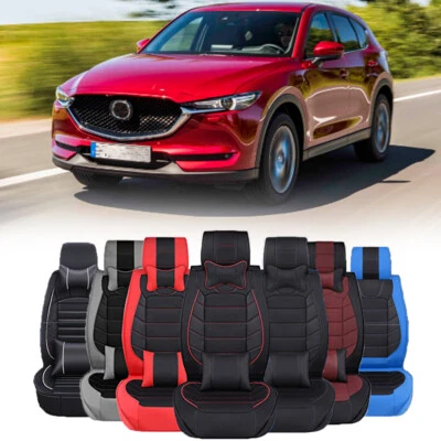 Capa de assento de carro de couro ecológico superior luxo almofada de 2/5 lugares para Mazda CX-3 CX-5 CX-7 - Imagem 1 de 4