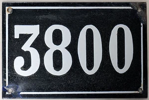 Large old black French house number 3800 door gate wall plate enamel metal sign - Picture 1 of 1