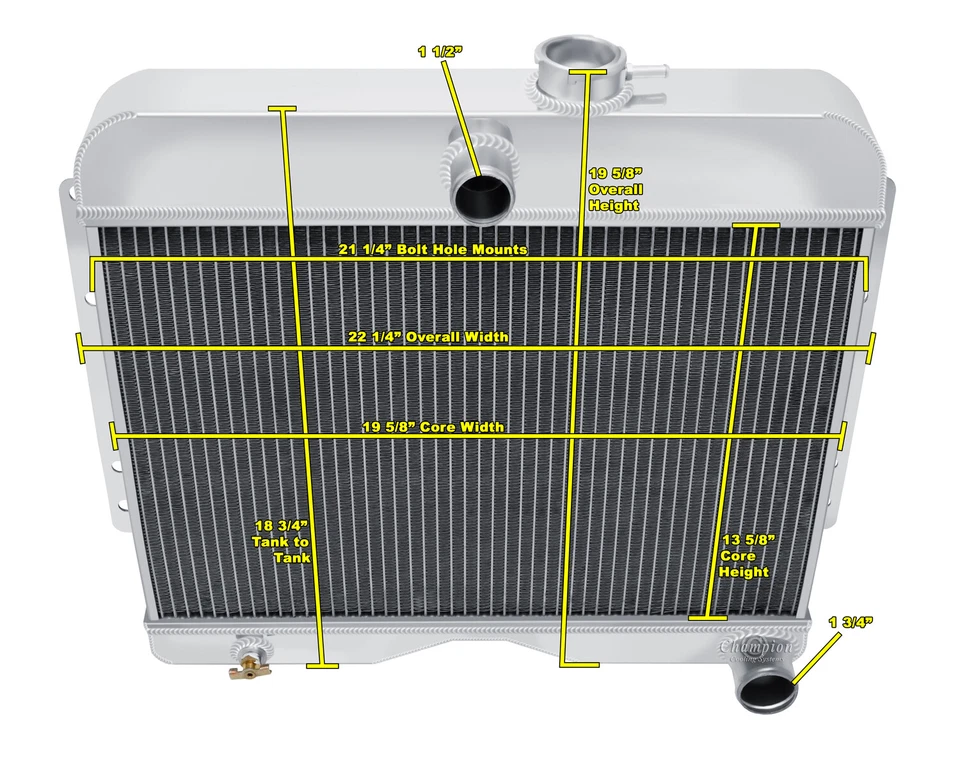 3 Row Discount Champion Radiator for 1953 1954 1955 Willys 4-75 Sedan Delivery - Image 1 of 4