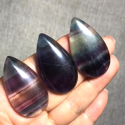 Colgante de piedras preciosas de cristal de fluorita de colores naturales 3 piezas 42 g 04 Foto 1 de 4