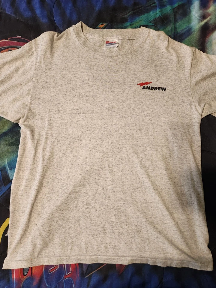 Camiseta vintage Andrew Corporation para hombre color gris talla grande  Foto 1 de 1