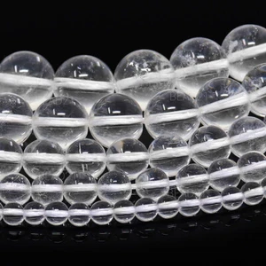 Cuentas de cuarzo de cristal transparente redondas 4 mm 6 mm 8 mm 10 mm 12 mm 15,5" cadena - Imagen 1 de 3