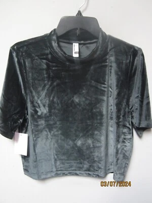 Top corto de terciopelo negro para mujer American Apparel talla XL Foto 1 de 3