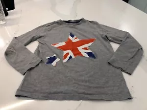 Mini Boden Boys 9-10Y Gray Long Sleeve T-Shirt Appliqued Stars - Picture 1 of 6