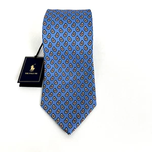 Polo Ralph Lauren Mens Tie Silk Blue Pink Paisley Made In Italy 3.5"W x 58"L New - Picture 1 of 8