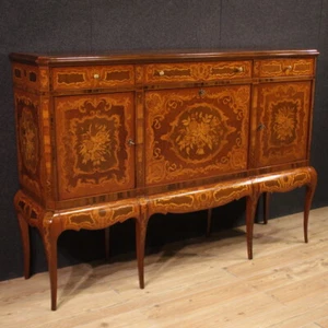 Bar cabinet inlaid wood furniture vintage sideboard commode 20th century - Picture 1 of 12
