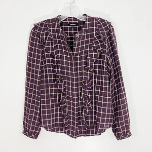 Top con volantes a cuadros Madewell mezcla de lana botón delantero talla pequeña - Imagen 1 de 12