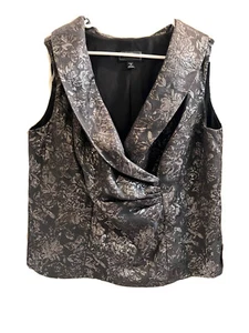 Dressbarn Collection Blouse Top Size 16 Women’s Black Metallic Floral Sleeveless - Picture 1 of 17