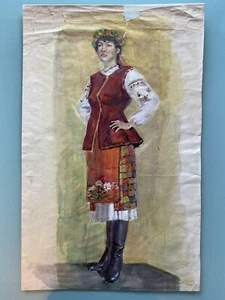Vintage Ukrainian Drawing Sketch by Student of Art Academy 1950s 63x39cm #12 - Picture 1 of 7