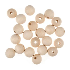 Trimits 25mm Round Wooden Beads 5mm Centre Hole - 50 Pieces 051 - Picture 1 of 2