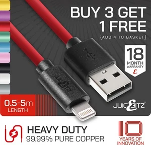 JuicEBitz® Heavy Duty kabel ładujący USB do iPhone 14 13 12 11 6s 7 8 SE XR iPad - Zdjęcie 1 z 66