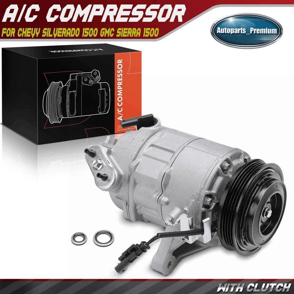 Compressor AC w4-Groove para Chevrolet Silverado 1500 GMC Sierra 1500 2016-2018 - Imagem 1 de 4