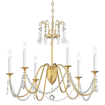 Maxim 12166CRY Plumette 6 Light 28"W Crystal Candle Style - Gold - Image 1 of 3