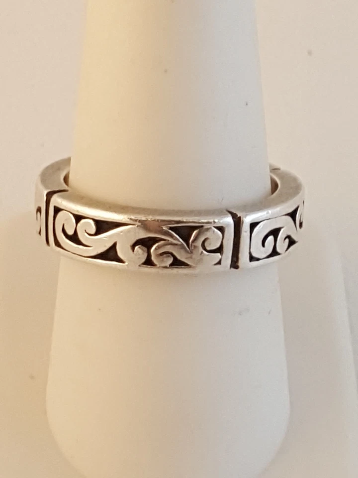 Anillo banda plata esterlina Lois Hill desplazamiento talla 9 Indonesia Foto 1 de 4