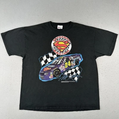 Camiseta masculina vintage 1999 Superman Jeff Gordon Racing 2XL preta dupla face NASCAR - Imagem 1 de 4