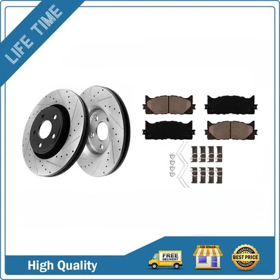 Front Drilled Rotors Brake Pads Kit for Toyota Camry Avalon Lexus ES350 ES300h Foto 1 de 4