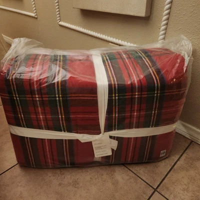 NEW Pottery Barn Stewart Plaid FLANNEL full queen Quilted Reversible Comforter - Image 1 of 4