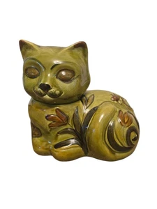 Vintage 60er Jahre Los Angeles Keramik Avocado grüne Katze Keksdose Mid Century - Bild 1 von 7