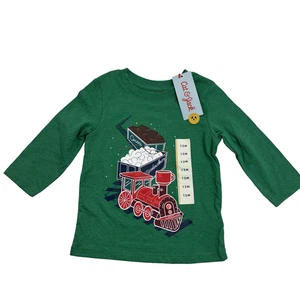 Camiseta Cat & Jack Niños 12M Verde Tren Gráfico Manga Larga Navidad Camiseta - Imagen 1 de 5