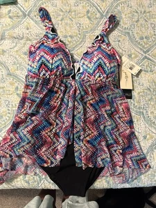 Neu mit Etikett Gottex Damen-Badeanzug mit Overlay Größe 12 - Bild 1 von 6