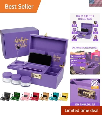 Stylish Large Bamboo Storage Box with Combination Lock - Image 1 of 4