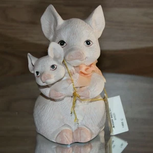 Sow Piglet Figurine You are Loved Pig baby Ceramic RARE 1988 Artistic Gifts VTG - Picture 1 of 12