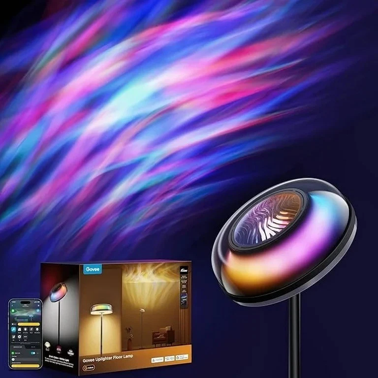 Govee Uplighter Floor Lamp for Living Room, RGBIC Ripple Projector, Floor Lamp f - Image 1 of 4