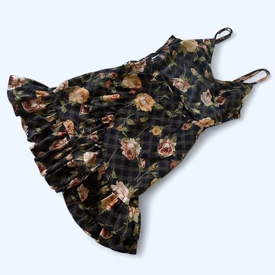 Debbie Dabbie Angel Biba Floral Checkered Frilly Dress Size 8 - image 1 of 4